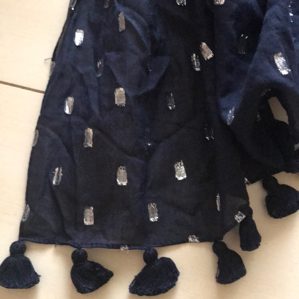 Jcrew Metallic dot scarf OS Navy - Picture 2 of 8